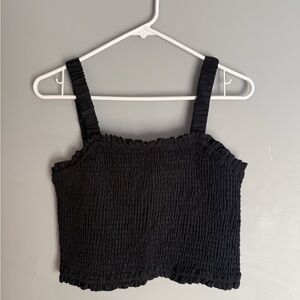 Steve Madden Black Smocked Women's crop Top